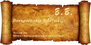Benyovszky Béni névjegykártya